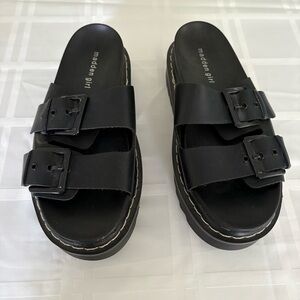 Madden Girl Black Buckle Slide Sandals